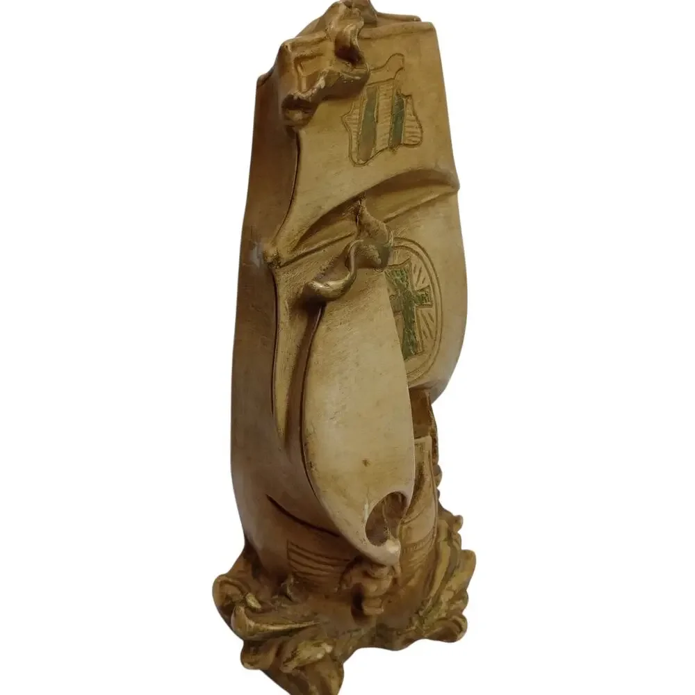 Vintage 1964 Universal Statuary Corp Galleon Ship Bookend Nautical Brown